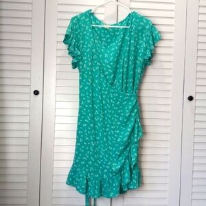 BILLABONG Wrap And Roll Womens Floral Dress Aqua Blue Size M